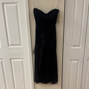 2010 Vera Wang Black Strapless Dress with Organza Bow